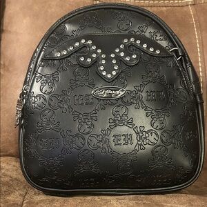 Ed Hardy Black Embossed Skull mini  Backpack